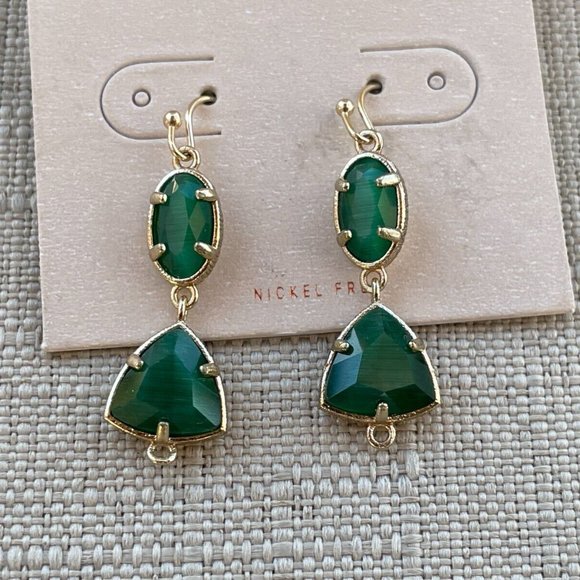 Jewelry - 14th & Union Women Earrings Green Stone Gold Tone Fashion Jewelry new